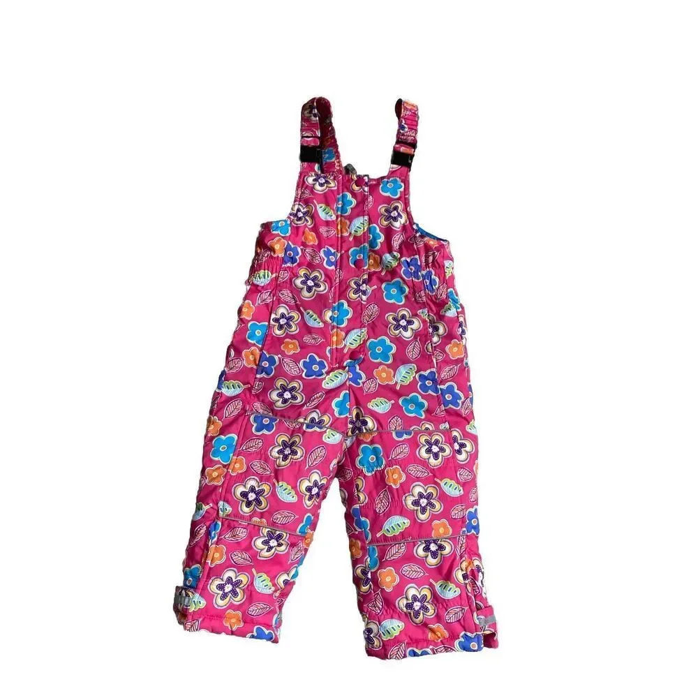 Hanna Andersson Girl Pink Floral Snow/Ski Overall 90 -2T